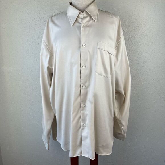 JOHN w. Nordstrom Cream Smart Wear Button Down Shirt Size XL EUC - Picture 1 of 6